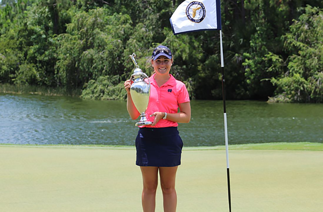 Notre Dame sophomore Emma  Albrecht rolled to victory at the 87th Florida State Women's Amateur Championship on Sunday, winning her final four matches in 16 holes or less, including a 5&amp;4 victory in the title match.