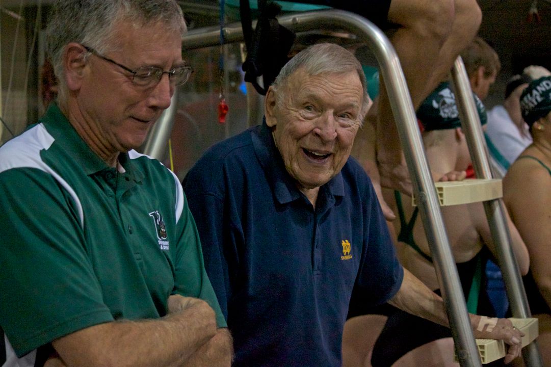 Dennis Stark moved the men's swimming and diving program to varsity status in 1958.