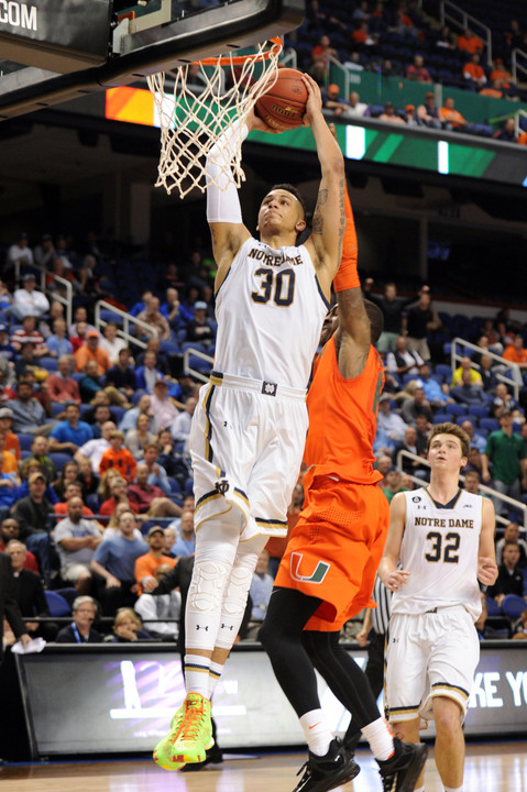Zach Auguste 11 points and nine rebounds helped the Irish to their first-ever win in the ACC Tournament.