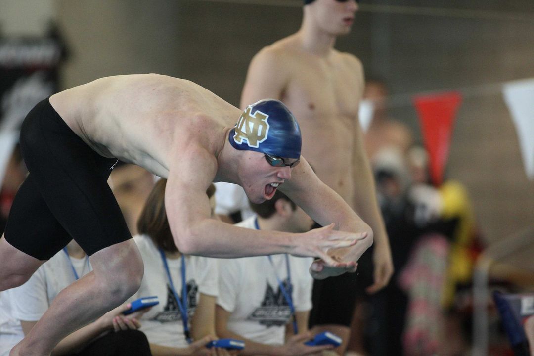 Sophomore Frank Dyer helped the Irish 800 free relay team place second and set a school record.