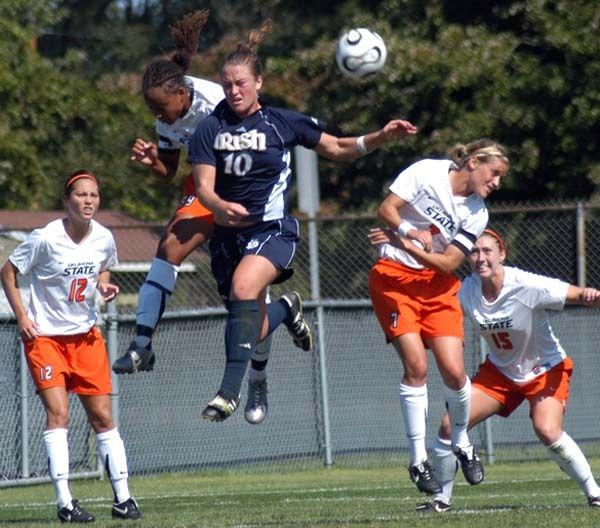 Brittany Bock's high-flying 2007 season included scoring eight of her 16 goals on header plays.
