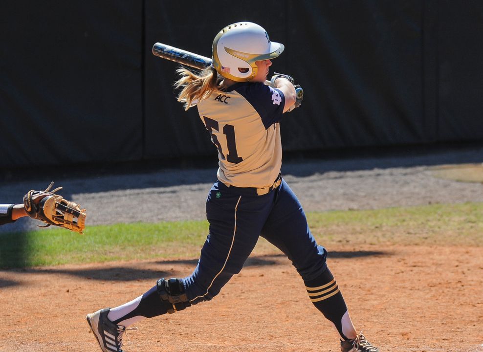 Junior catcher Cassidy Whidden hit three home runs to lead the Notre Dame offense on Wednesday at North Carolina