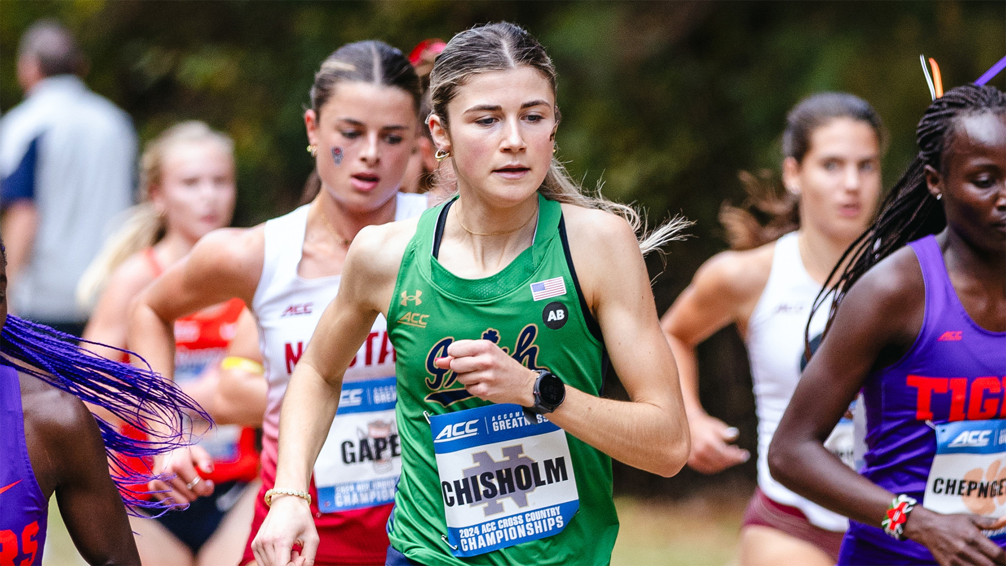 Chisholm Honored with ACC Postgraduate Scholarship Recognition Siona Chisholm runs in the ACC cross country championship race