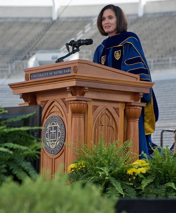 Haley Scott DeMaria gave the University of Notre Dame commencement address in 2012. 