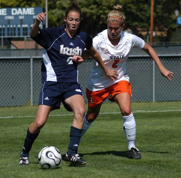 Irish Suffer Another Overtime Loss To A Nationally-Ranked Team, 2-1 Versus #16 Oklahoma State Kerri Hanks scored on a direct free kick for the second straight game and the fifth time in her Notre Dame career.