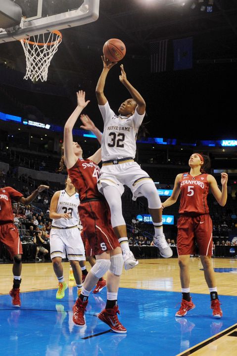 Junior guard Jewell Loyd earned a spot on the 2014 NCAA Women's Final Four All-Tournament Team after averaging 14.5 points and 7.5 rebounds during Notre Dame's two games in Nashville.