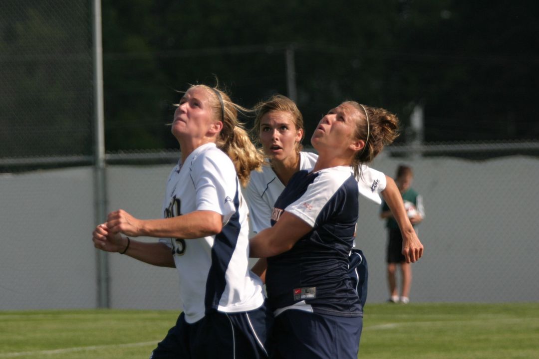 Elise Weber (left), Haley Ford and the rest of the Notre Dame women's soccer team will look to extend the program's string of season-opening victories.