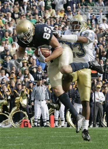 Jeff Samardzija nabbed two touchdown passes against UCLA, the first is pictured here. He also caught the game-winner in the finals seconds from Brady Quinn - a play that is nominated for this week's "Pontiac Game-Changing Performance."