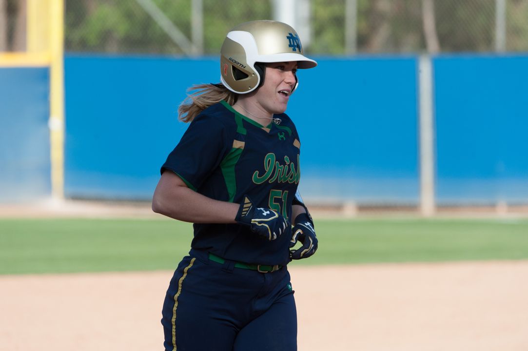 Senior Cassidy Whidden slugged the first Notre Dame home run of 2015 in a 3-1 win over Utah in the first Irish game of the So Cal Collegiate Classic on Friday