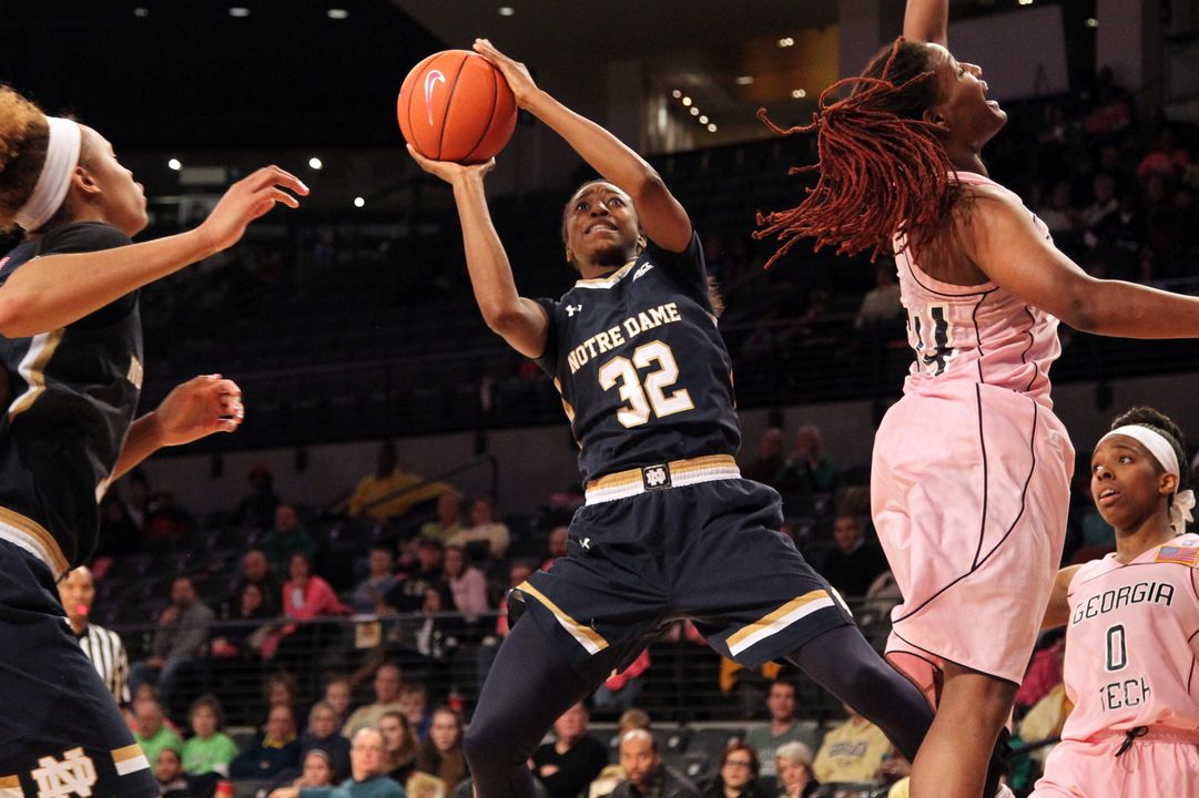 Jewell Loyd scored a game-high 16 points as Notre Dame clinched the outright ACC regular-season title with a 67-60 win at North Carolina State Sunday afternoon.