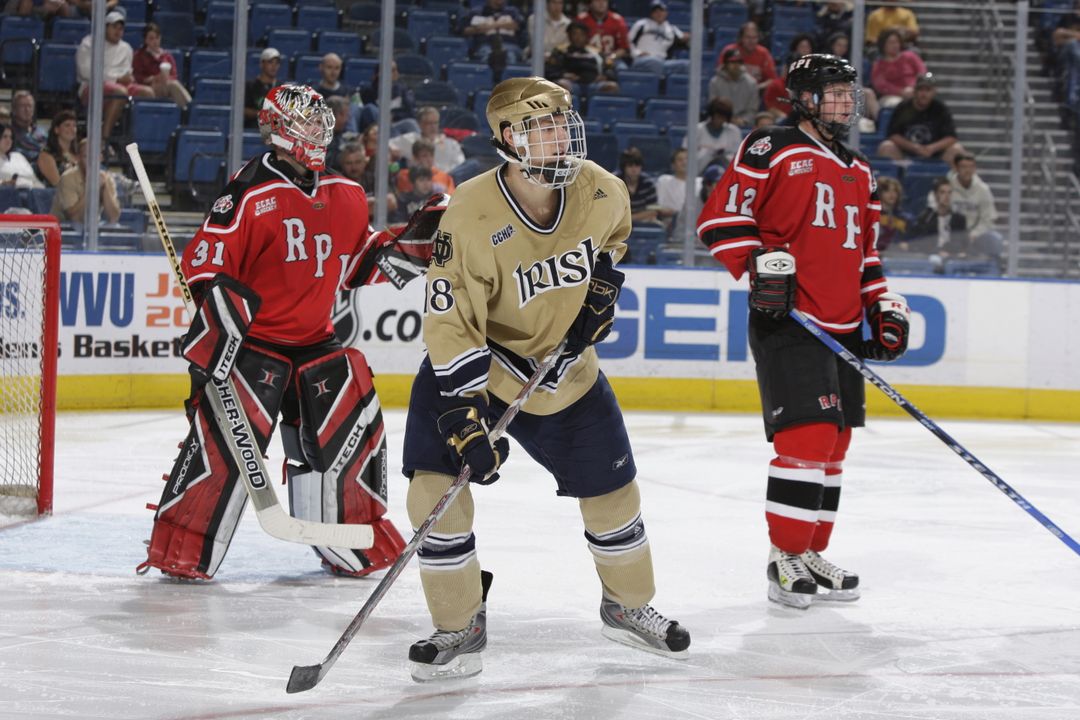 Evan Rankin's goal with 4:30 left in the game gave Notre Dame a 1-0 lead in Friday's semifinal game with Miami.