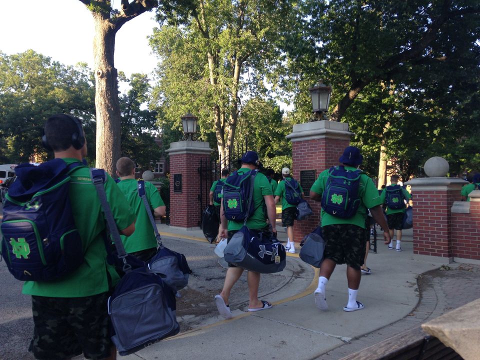 The Notre Dame football team arrived at Culver Academies on Thursday evening to begin preseason practice.