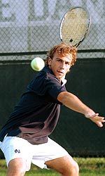 Junior Irackli Akhvlediani made a big jump following his rookie season and compiled a 26-14 mark in singles in 2004-05.