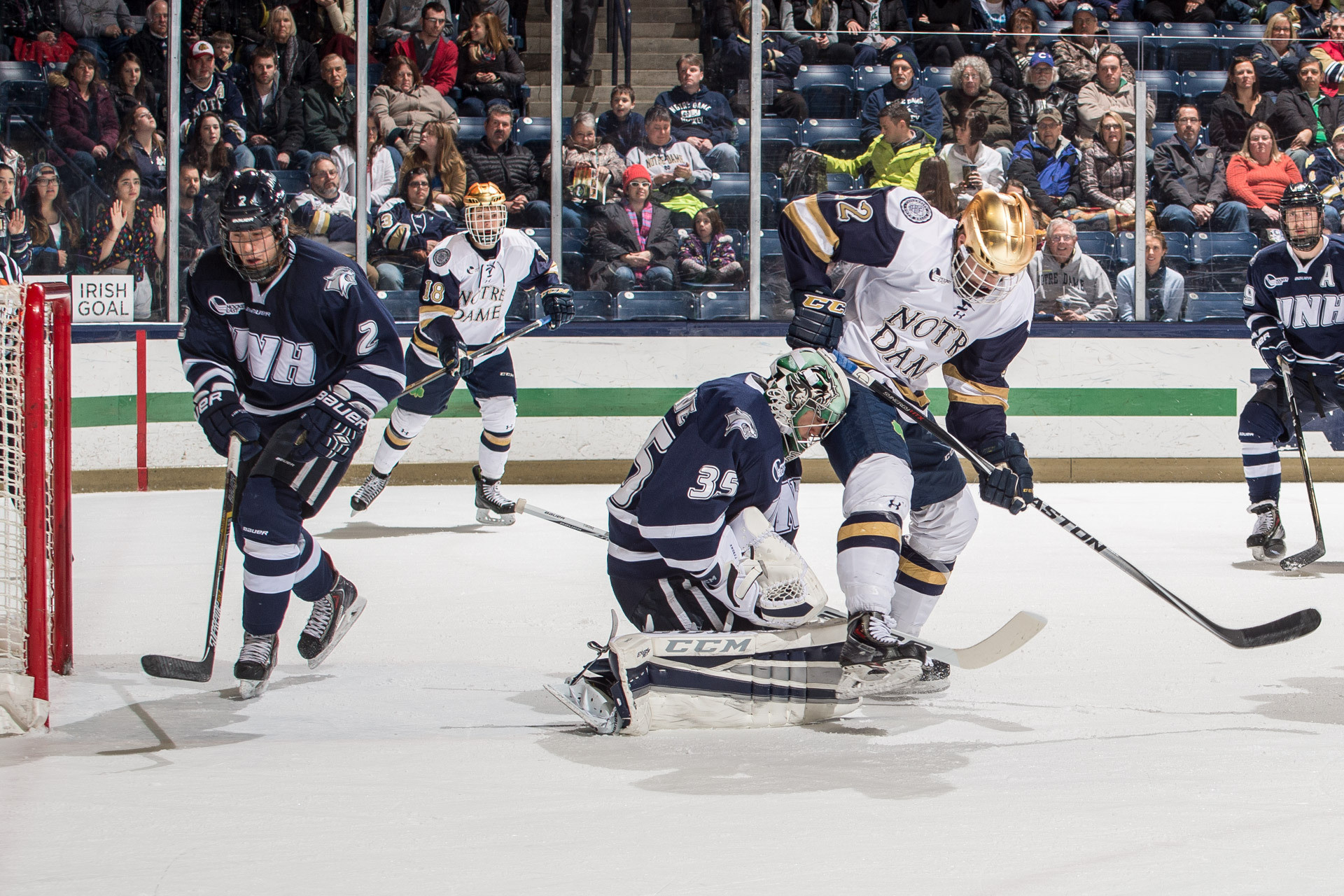 Irish Unable to Overcome Deficit in 5-2 Loss to UNH Sam Herr and the Irish scored two more power play goals on Friday night, but UNH came out on top.