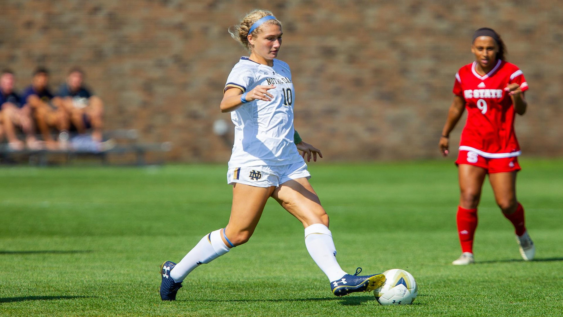 Irish Set to Battle No. 3 North Carolina during ACC Women's Soccer action between University of Notre Dame vs. North Carolina State University at Alumni Stadium on September 30, 2018 in South Bend, Indiana.