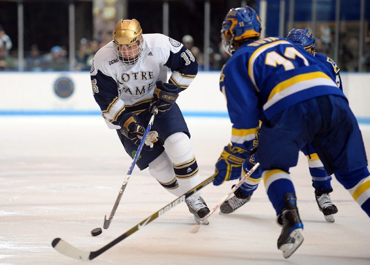 Junior Christiaan Minella scored the game-winning goal in Notre Dame's 3-2 win over Lake Superior State.