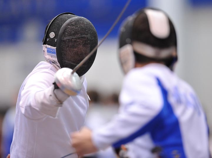Irish Fencers Combine For 15-0 Record On Day One Of The Notre Dame Duals Jacob Osborne participating in the Notre Dame Duals.