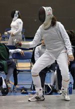 Foilist Emilie Prot is the sixth Notre Dame women's fencer to win a Midwest Fencing Conference title as a freshman (photo by Pete LaFleur).