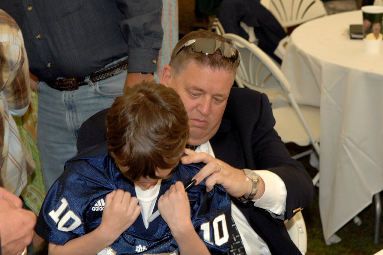 Blue-Gold Weekend Schedule of Events Coach Weis signs an autograph for a kid during last year's Blue-Gold Weekend