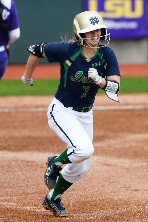 Senior co-captain Jenna Simon scored a team-high four runs, including a clean steal of home plate, during Notre Dame's doubleheader sweep of Georgia Tech on Saturday