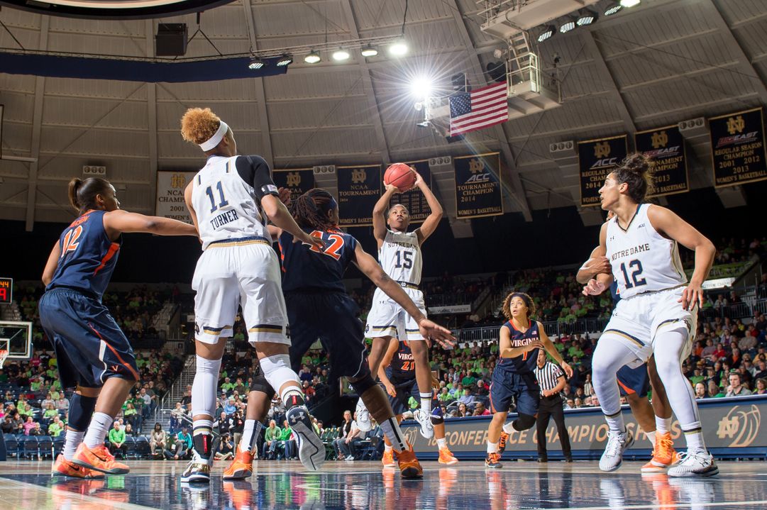 Sophomore guard Lindsay Allen continued her steady play with 12 points, six rebounds and four assists in Notre Dame's 75-54 win over Virginia Thursday night at Purcell Pavilion.