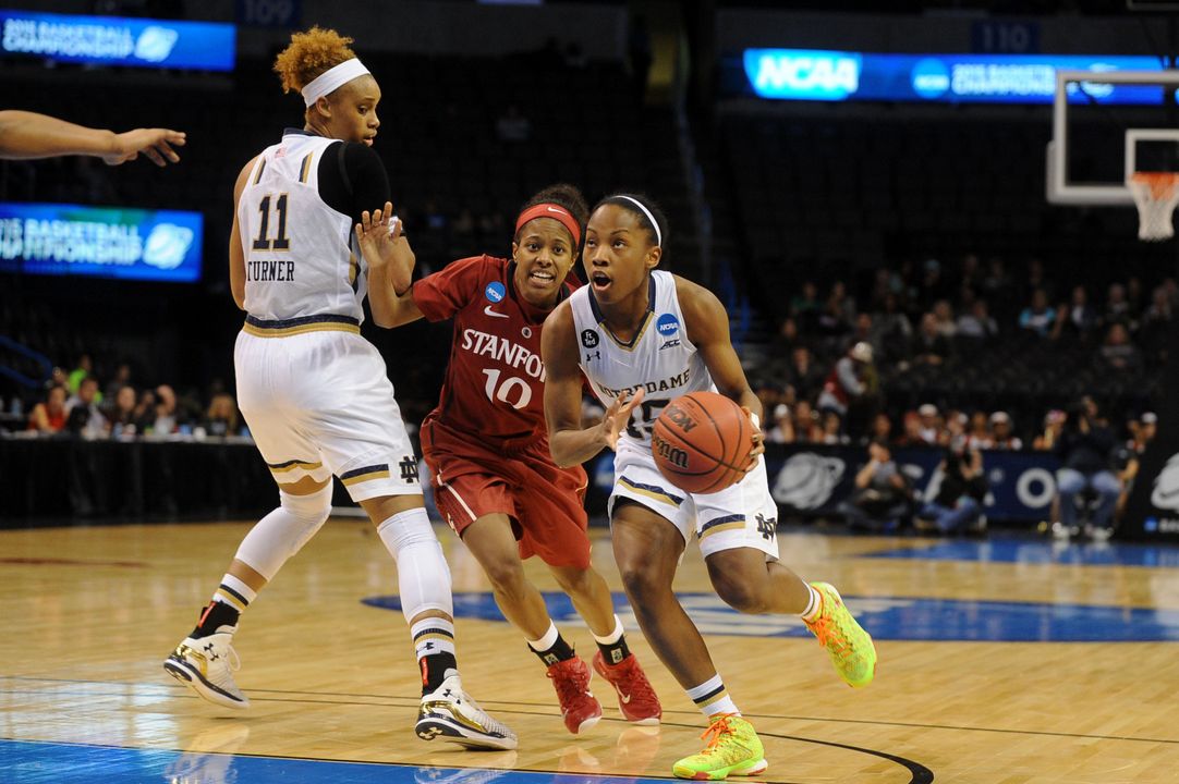 Lindsay Allen, who scored a career-high 28 points, drives past Briana Roberson in last year's Sweet 16.