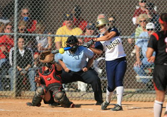 Seventh-Ranked Wolverines Scratch Past No. 25 Notre Dame Heather Johnson hit her third home run of the season Saturday against No. 7 Michigan.