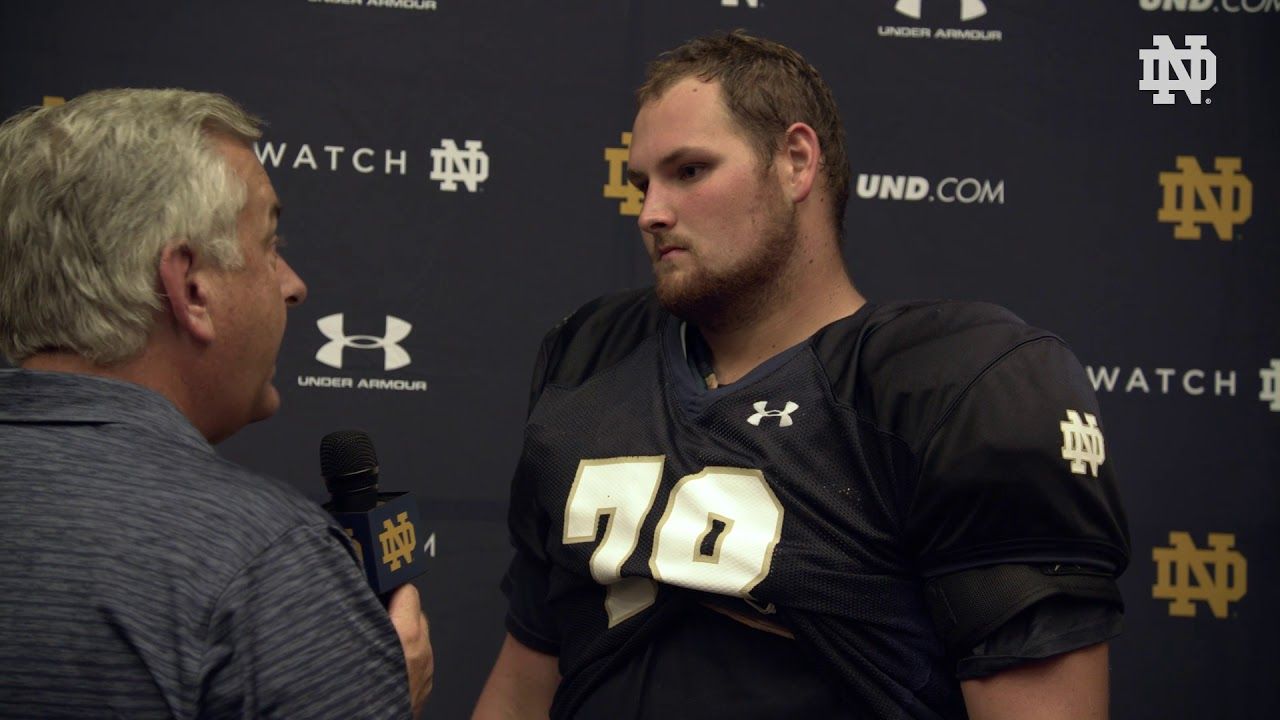 @NDFootball | Tommy Kraemer Post Practice Interview Ball State Week (2018)