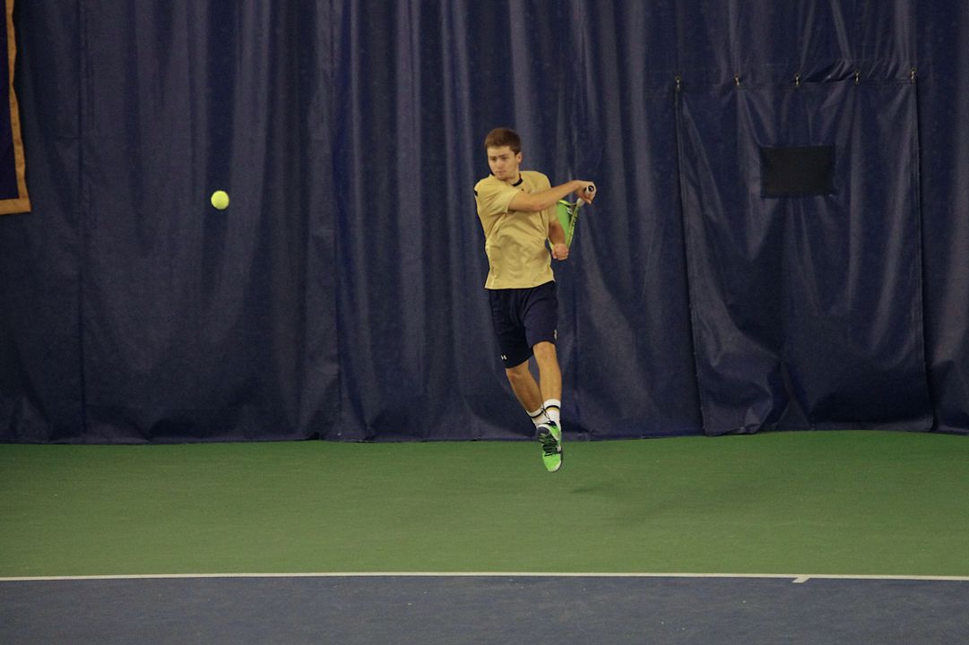 Junior Quentin Monaghan defeated No. 3 Ryan Shane at No. 1 singles, 7-6(4), 6-3.