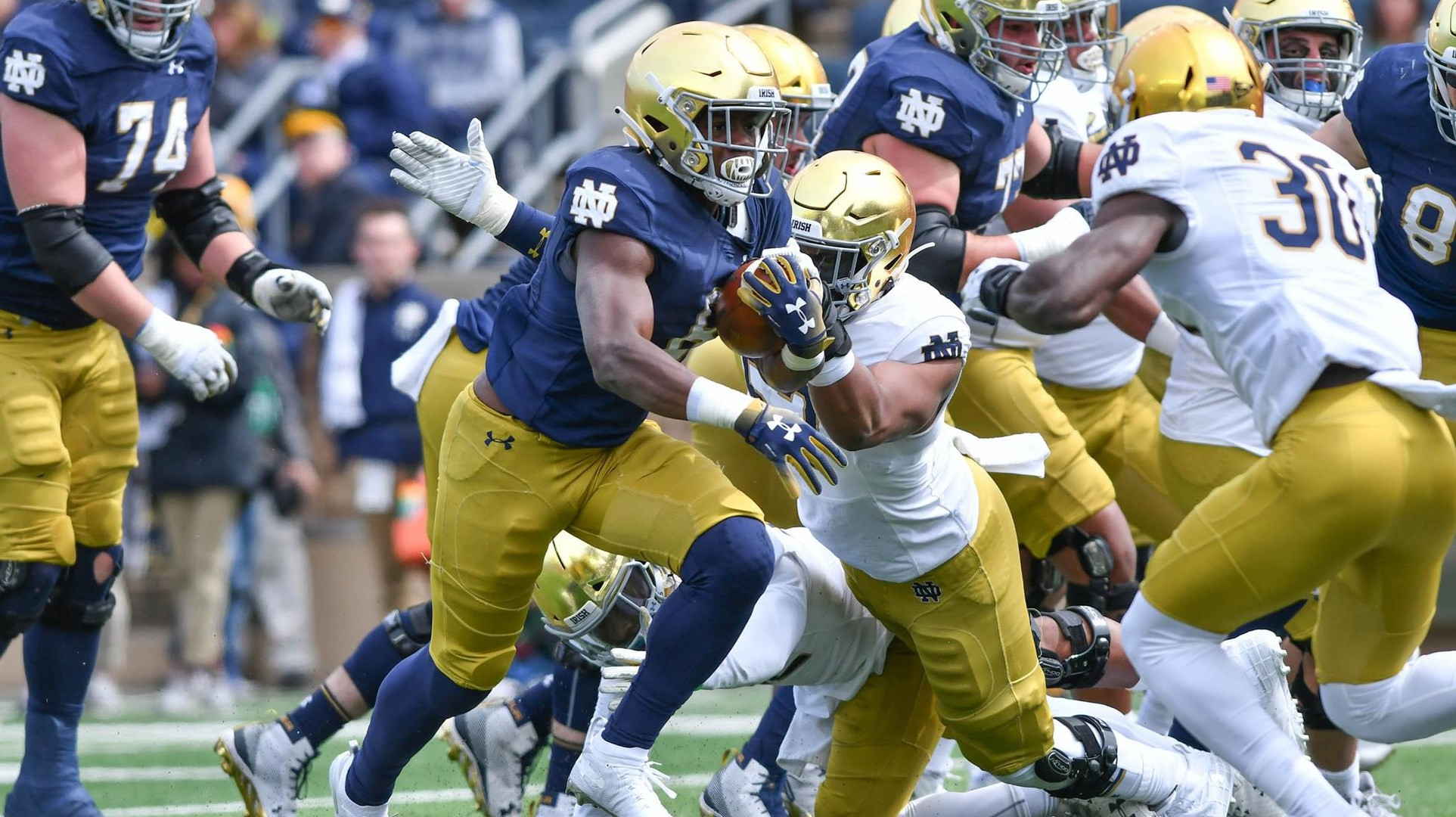 Defense Prevails In 90th Blue-Gold Game Defense Prevails In 90th Blue-Gold Game