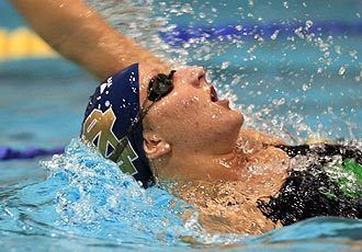 Katie Carrol set a new school record in the 200-yard freestyle in Notre Dame's 70 point win over Purdue