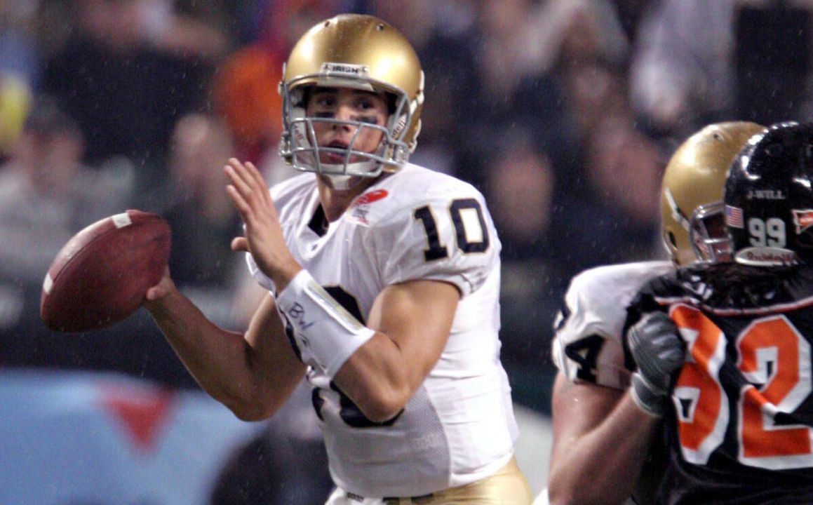Brady Quinn threw two touchdown passes in the Insight Bowl
