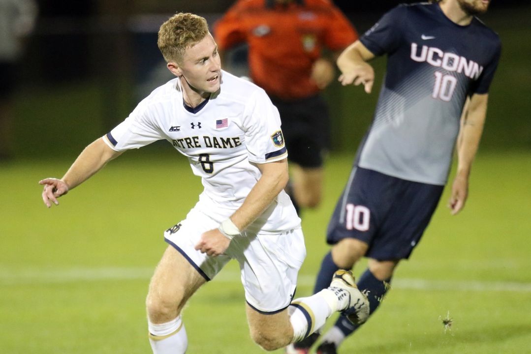 Jon Gallagher found the golden goal for Notre Dame in the 103rd minute of a 1-0 win over UConn on Tuesday night