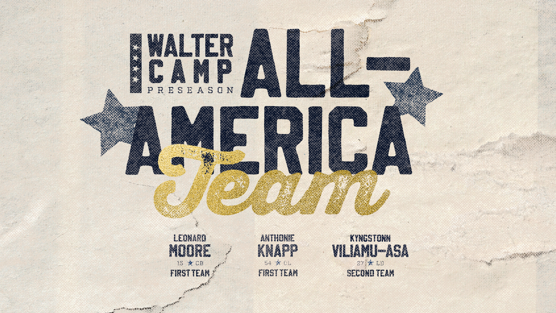 Irish Trio Tabbed to Walter Camp Preseason All-America Teams Irish Trio Tabbed to Walter Camp Preseason All-America Teams