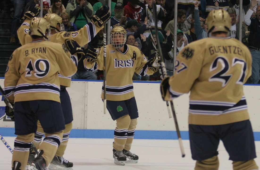 Calle Ridderwall's fifth goal of the season gave Notre Dame a 5-3 lead in their 6-3 win at Bowling Green.