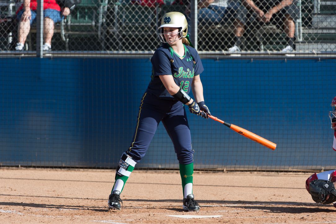 Junior Megan Sorlie drove in the winning Notre Dame runs with a two-run single in the top of the fourth inning on Saturday at Pittsburgh