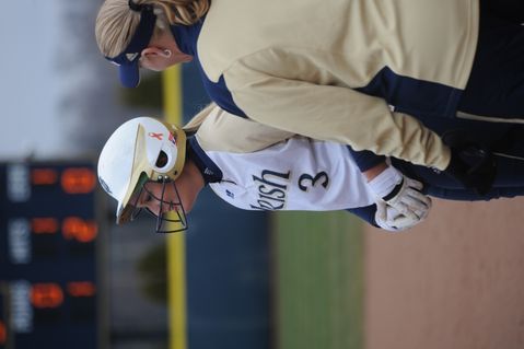 Heather Johnson smacked five hits during Saturday's doubleheader, including a two-RBI double in game one to give her the Notre Dame career RBI record.