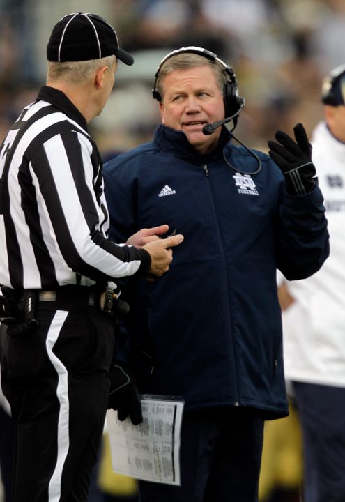 Head coach Brian Kelly at last year's game against Pittsburgh.