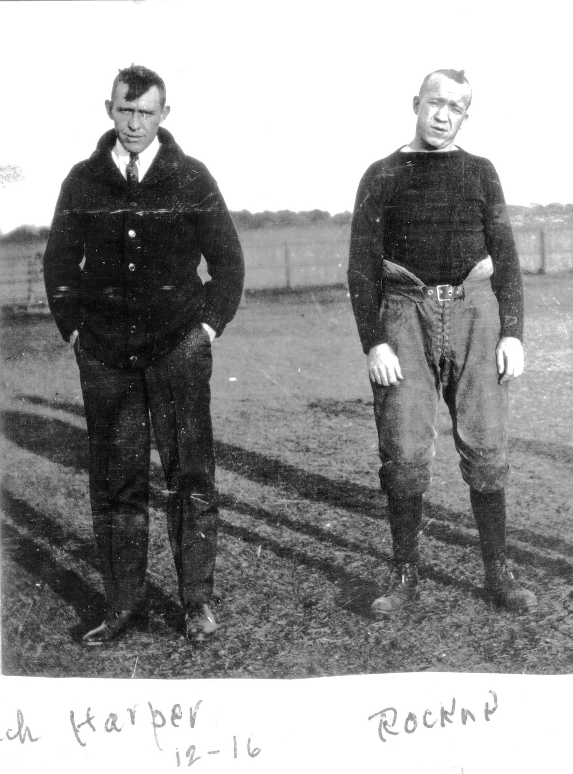 Jesse Harper: The Game Changer Jesse Harper, the coach (left) and Knute Rockne, the player (right) in 1913. From 1913-17, Jesse Harper served as Notre Dame's athletic director and head coach in football, basketball and baseball. He compiled a combined 139-53-1 record for a .723 winning percentage in those three sports. Harper was inducted into the College Football Hall of Fame as a coach in 1971.