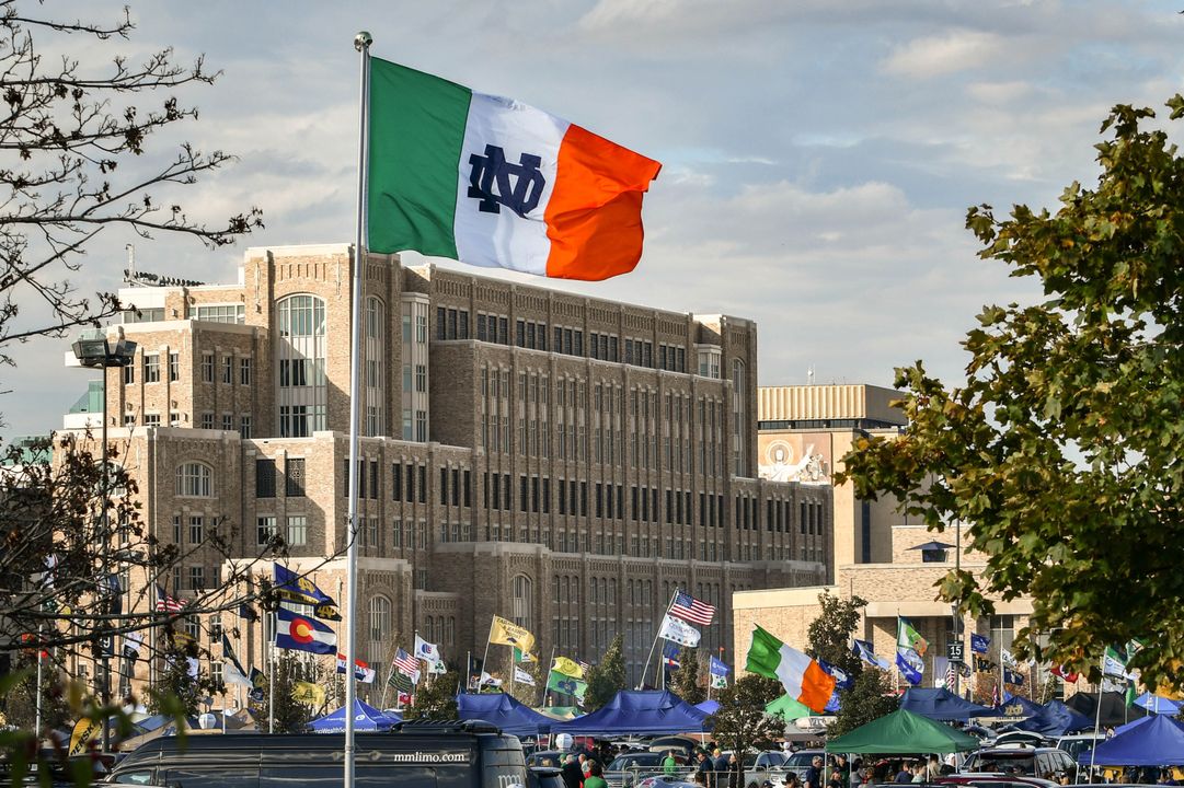 Oct 21, 2017; South Bend, IN, USA; Fans tailgate in the parking lot outside Notre Dame Stadium before the game between the Notre Dame Fighting Irish and the USC Trojans. Mandatory Credit: Matt Cashore-USA TODAY Sports