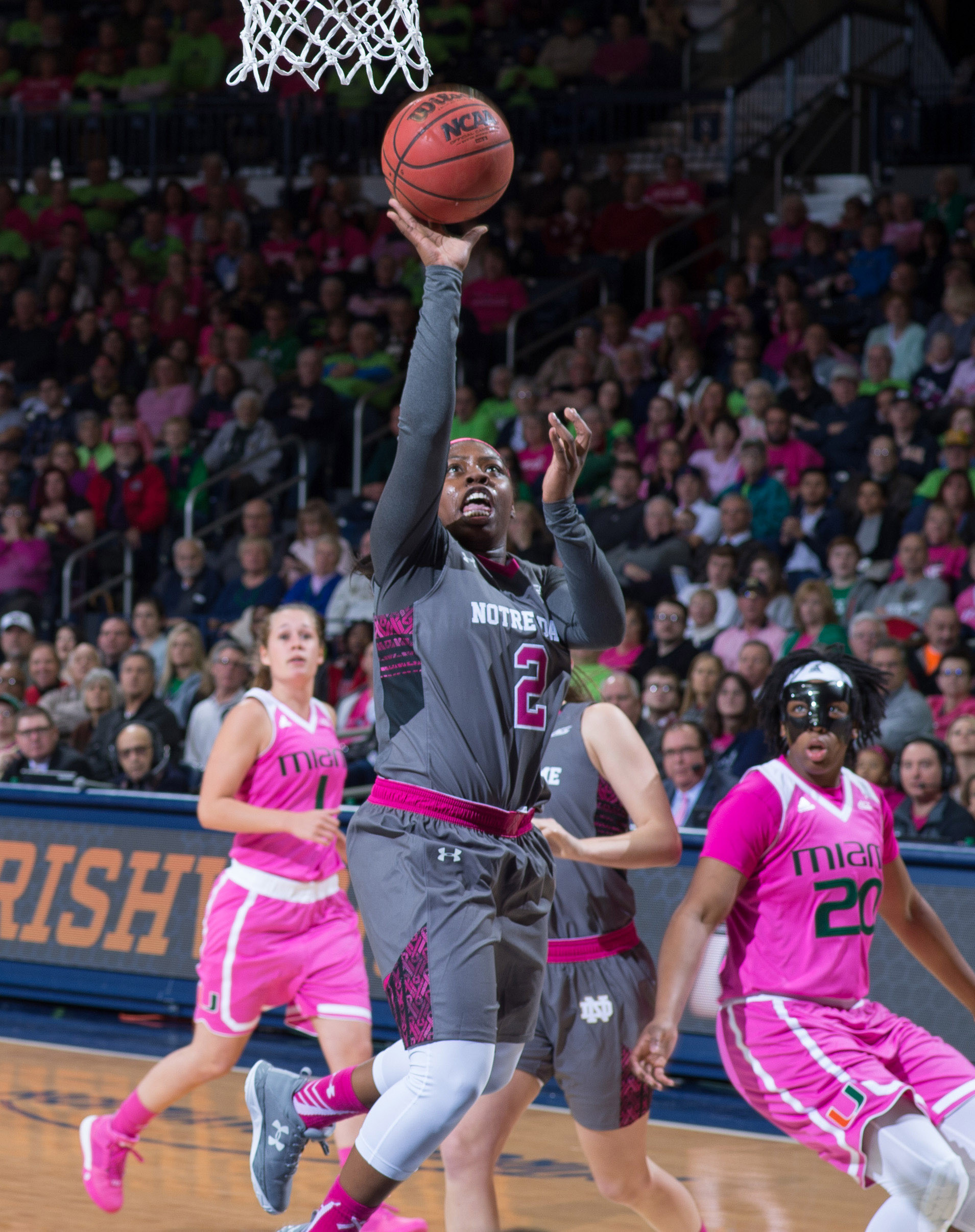 #3 Irish Dominate #19/17 Miami, 90-69 Feb 14, 2016; South Bend, IN, USA; Notre Dame Fighting Irish guard Arike Ogunbowale (2) goes up for a shot. Credit: Matt Cashore-USA TODAY Sports