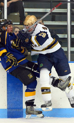 Irish Season Comes To An End With 1-0 Loss To Alaska Fairbanks In Game Two Of Playoff Series Senior right wing Tim Wallace never missed a game in his Notre Dame career, playing in 153 consecutive games, a school record.