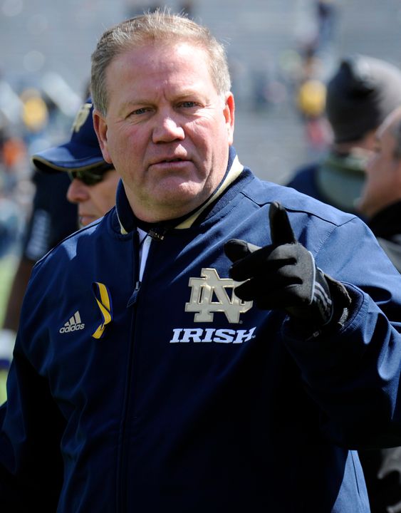 Head coach Brian Kelly is one win away from 200 for his career