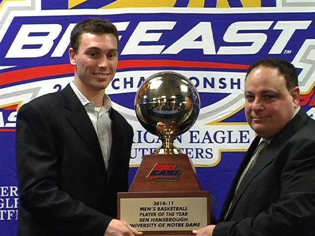 Ben Hansbrough became the fourth Irish player to be named the BIG EAST Player of the Year, joining Pat Garrity, Troy Murphy and Luke Harangody.