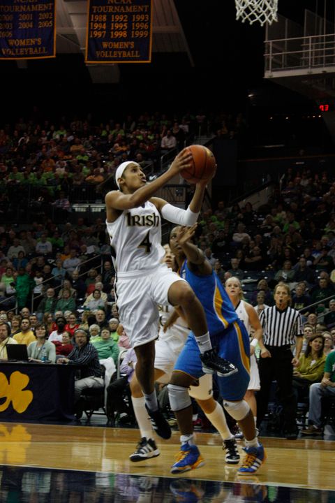 Sophomore guard Skylar Diggins scored a game-high 22 points in Thursday's 86-83 double-overtime loss to #15 UCLA.