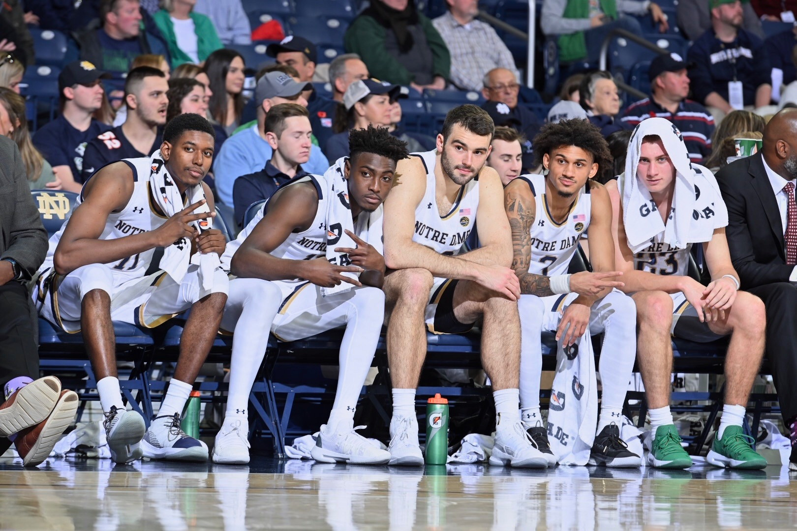 Irish Take Down Robert Morris In Home Opener MBB bench vs Robert Morris