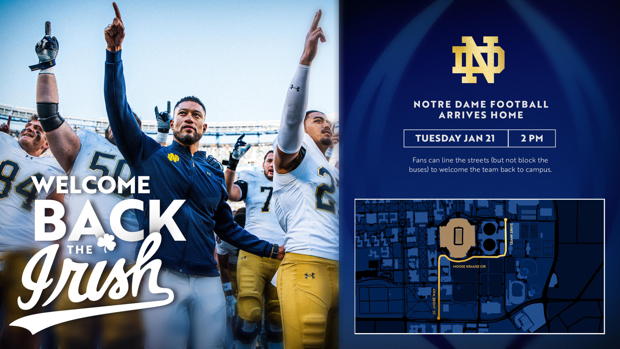 Welcome Notre Dame Football Back in South Bend After Their CFP Run Welcome Notre Dame Football Back in South Bend After Their CFP Run
