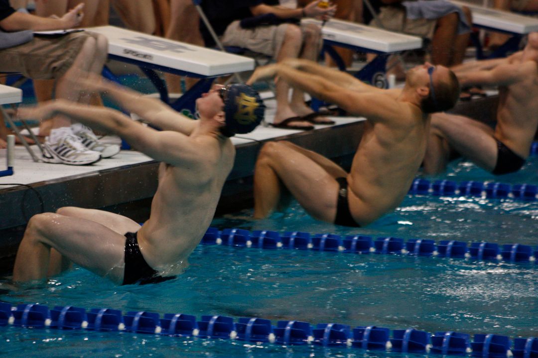 Notre Dame rallied to win its first dual meet over Northwestern in nearly two decades Wednesday evening.