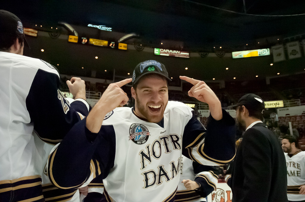 Notre Dame Men's Ice Hockey wins CCHA Championship over Michigan on 03-24-2013