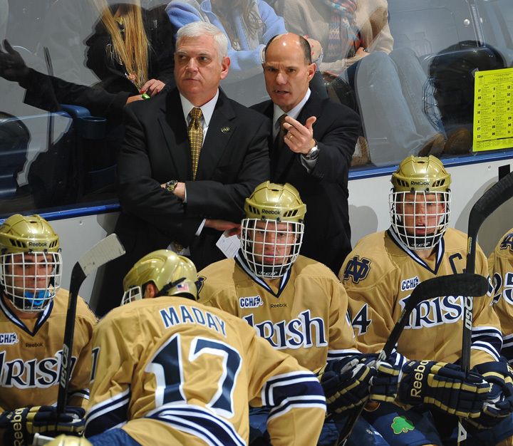 Jeff Jackson and Paul Pooley are ready to open practice with the Irish hockey team on Saturday, Oct. 6 at 9:00 a.m.